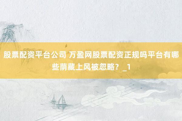 股票配资平台公司 万盈网股票配资正规吗平台有哪些荫藏上风被忽略？_1