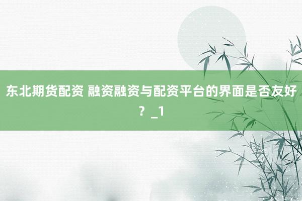 东北期货配资 融资融资与配资平台的界面是否友好？_1