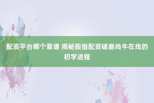 配资平台哪个靠谱 揭秘股指配资磋磨尚牛在线的初学进程