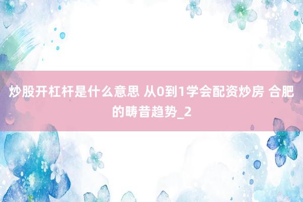 炒股开杠杆是什么意思 从0到1学会配资炒房 合肥的畴昔趋势_2