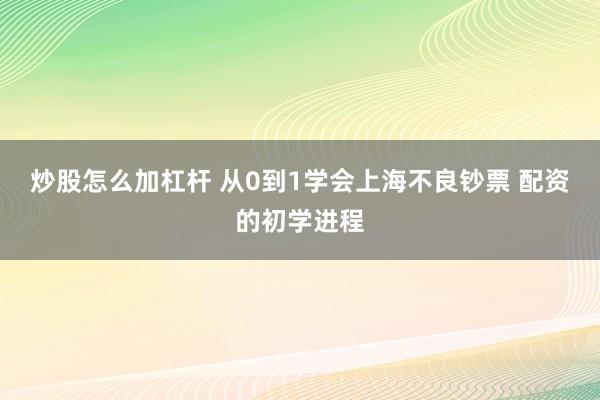 炒股怎么加杠杆 从0到1学会上海不良钞票 配资的初学进程