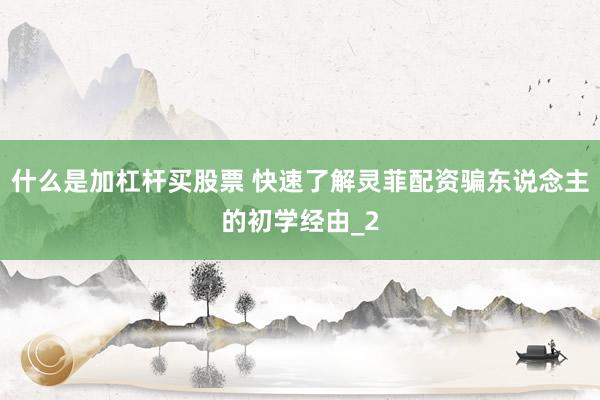 什么是加杠杆买股票 快速了解灵菲配资骗东说念主的初学经由_2