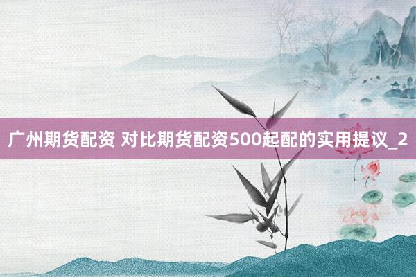 广州期货配资 对比期货配资500起配的实用提议_2