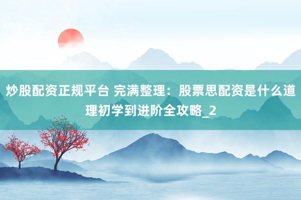 炒股配资正规平台 完满整理：股票思配资是什么道理初学到进阶全攻略_2