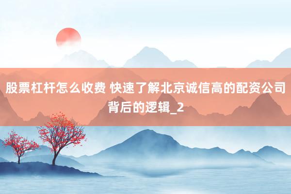 股票杠杆怎么收费 快速了解北京诚信高的配资公司背后的逻辑_2