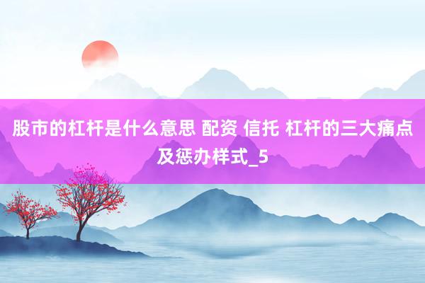 股市的杠杆是什么意思 配资 信托 杠杆的三大痛点及惩办样式_5