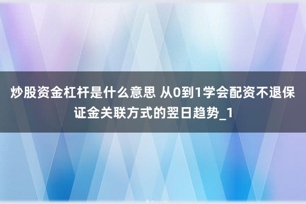炒股资金杠杆是什么意思 从0到1学会配资不退保证金关联方式的翌日趋势_1